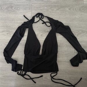 Peppermayo Black Plunge Neck Blouse